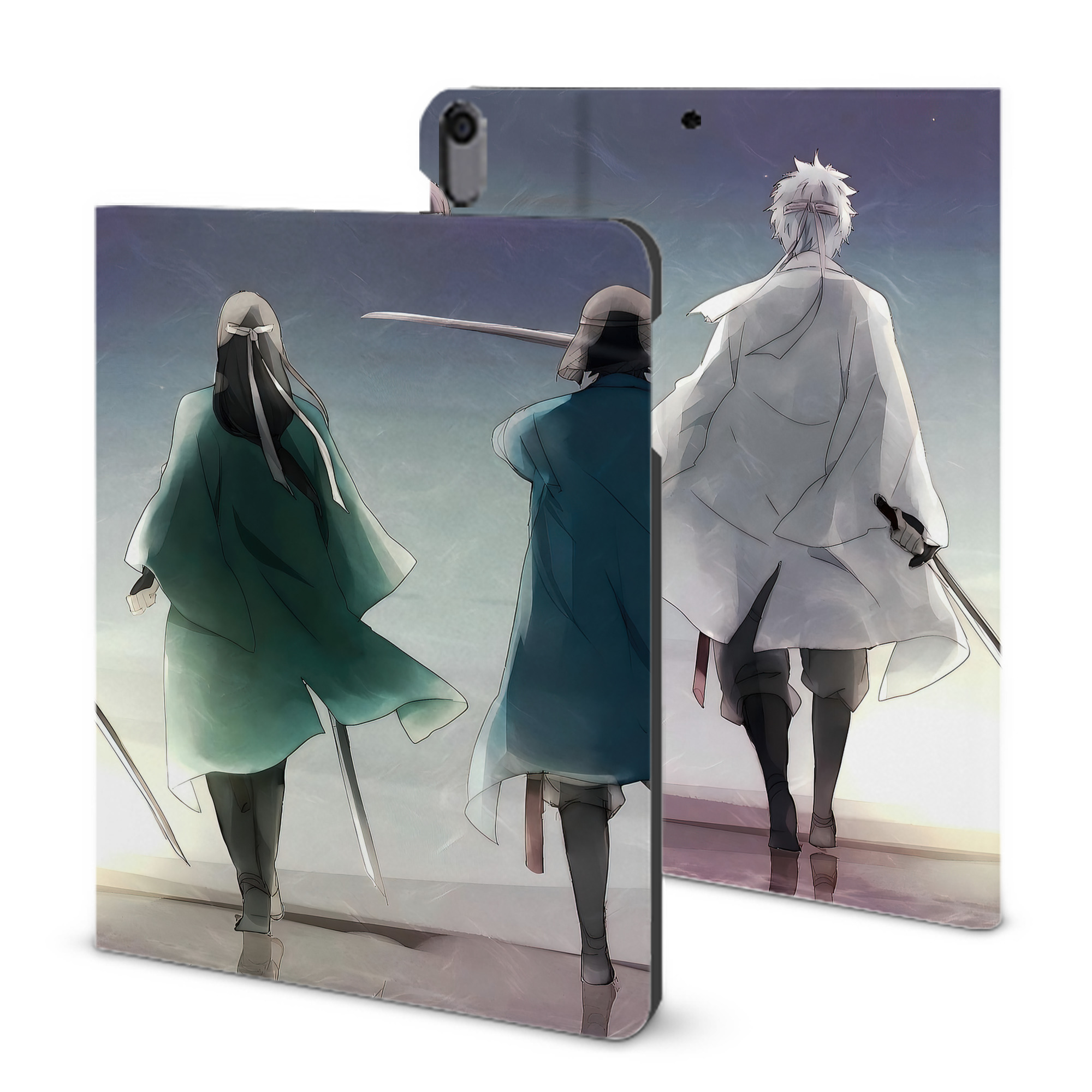 ぎんたま 坂田銀時（さかたぎんとき） 神楽 志村新八（しむら しんぱち） GINTAMA Sakata Gintoki Kagura Shimura Shinpachi IPad ケース ブック型 PUレザー TPU 耐衝撃 軽量 薄型 ペン収納なし 全面保護 IPad 各モデル対応